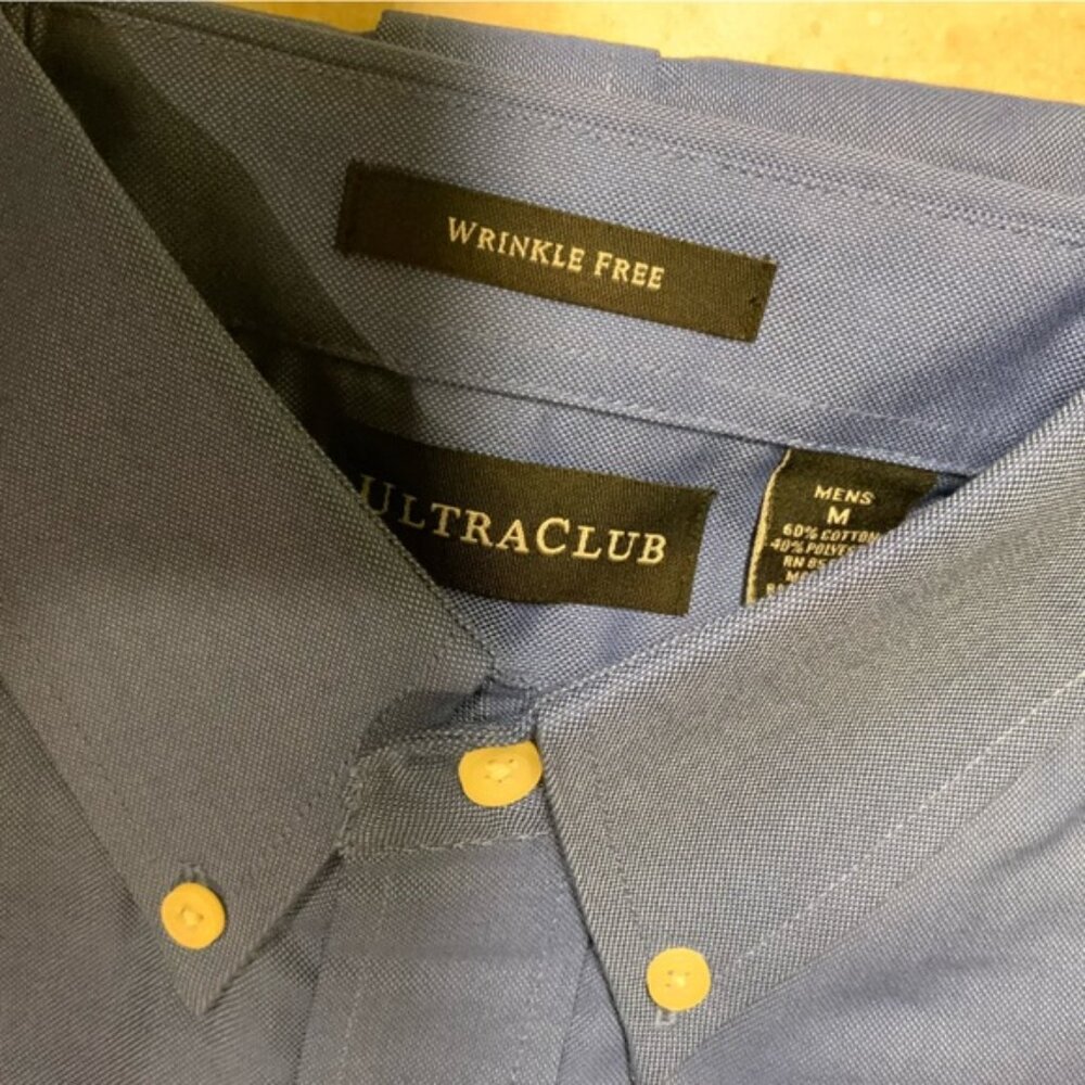 UltraClub Men's Classic Blue Dress Shirt Long Sleeve - Picture 2 of 2